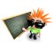 3d Funny cartoon punk youth standing at a blackboard