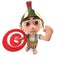 3d Funny cartoon Roman soldier centurion character holding a copyright symbol