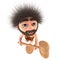 3d Funny cartoon stoneage caveman character holding an auction