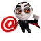 3d Funny cartoon vampire dracula character holding an email address symbol