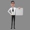 3d funny character, cartoon sympathetic looking business man