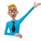 3d funny character, cartoon sympathetic looking business man