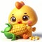 3D funny chick cartoon. Farm animals for children illustrations