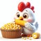 3D funny chick cartoon. Farm animals for children illustrations