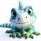 3D funny iguana cartoon. Wild animals and reptiles for children\\\'s illustrations. AI generated