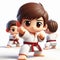 3D funny judoka cartoon. Judo and karate, martial arts. AI generated