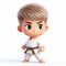 3D funny judoka cartoon. Judo and karate, martial arts. AI generated