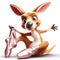 3D funny kangaroo ballerina cartoon. Art and culture for children\\\'s illustrations. AI generated