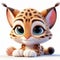 3D funny lynx cartoon. Wild animals for children illustrations. AI generated