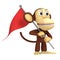 3d funny monkey with checkpoint flag