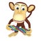 3d funny monkey with dna chain