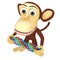 3d funny monkey with dna chain