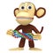 3d funny monkey with dna chain