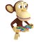 3d funny monkey with dna chain