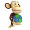 3d funny monkey with earth globe