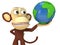 3d funny monkey with earth globe