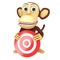 3d funny monkey with red aim target