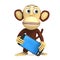 3d funny monkey with smart phone