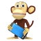 3d funny monkey with smart phone