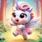 3D funny pegasus cartoon, mythological and legendary creature, known for being a horse with wings. AI generated