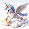 3D funny pegasus cartoon, mythological and legendary creature, known for being a horse with wings. AI generated