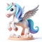 3D funny pegasus cartoon, mythological and legendary creature, known for being a horse with wings. AI generated