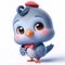 3D funny pigeon, dove cartoon. Animals for children illustrations. AI generated