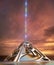 3D Futuristic architecture with space elevator