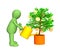 3d gardener, watering gold-bearing tree