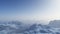 3d generated winter landscape: Misty mountains in the snow.