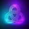 3D geometry spiral .Technological neon abstraction.Geometrical representation of a torus knot.Vector .