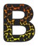 3D Giraffe Orange-Yellow print letter B, animal skin fur creative decorative character B, Cheetah colorful isolated in white bG.