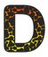 3D Giraffe Orange-Yellow print letter D, animal skin fur creative decorative character D, Cheetah colorful isolated in white bG.