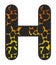 3D Giraffe Orange-Yellow print letter H, animal skin fur creative decorative character H, Cheetah colorful isolated in white bG.