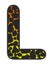 3D Giraffe Orange-Yellow print letter L, animal skin fur creative decorative character L, Cheetah colorful isolated in white bG.