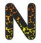3D Giraffe Orange-Yellow print letter N, animal skin fur creative decorative character N, Cheetah colorful isolated in white bG.
