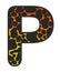 3D Giraffe Orange-Yellow print letter P, animal skin fur creative decorative character P, Cheetah colorful isolated in white bG.