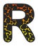 3D Giraffe Orange-Yellow print letter R, animal skin fur creative decorative character R, Cheetah colorful isolated in white bG.