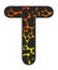3D Giraffe Orange-Yellow print letter T, animal skin fur creative decorative character T, Cheetah colorful isolated in white bG.