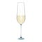 3D glass of white wine, high wineglass with grape drink for celebration toast