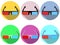 3d glasses are flat with a long shadow. Modern design of glasses. Red and blue lenses. Set of icons. Vector