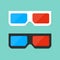 3d glasses icon in flat style. Stereo glasses for cinema or movie on isolated background. Red and blue vision eyeglasses for