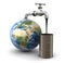 3d Globe and faucet with oil. Image with clipping path