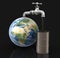 3d Globe and faucet with oil. Image with clipping path