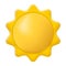 3d glossy sun icon in minimalistic cartoon style. Vector illustration