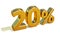 3d Gold 20 Twenty Percent Discount Sign