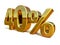 3d Gold 40 Forty Percent Discount Sign