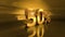 3d Gold -50%, Minus Fifty Percent Discount Sign