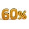 3d Gold 60 Sixty Percent Discount Sign