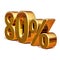 3d Gold 80 Eighty Percent Discount Sign